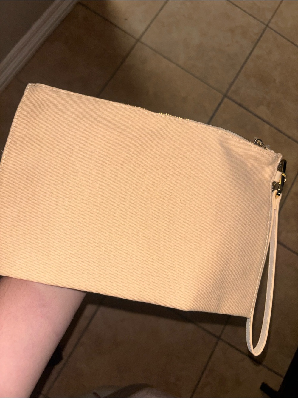 Burberry Beige Canvas Logo Wristlet Pouch with Black Lettering - Picture 3 of 11
